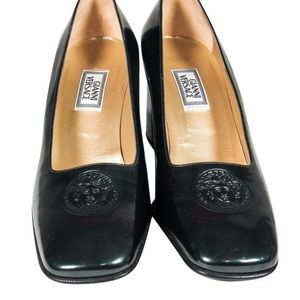 Gianni Versace Medusa embossed shoes.